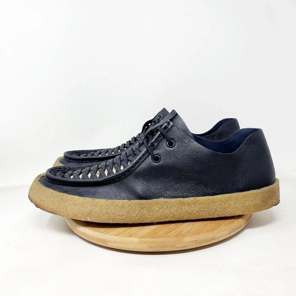 Camper Bark Shoes Mens 45 Black Lace Up Woven Top Oxford Summer Chukka Sneaker‎